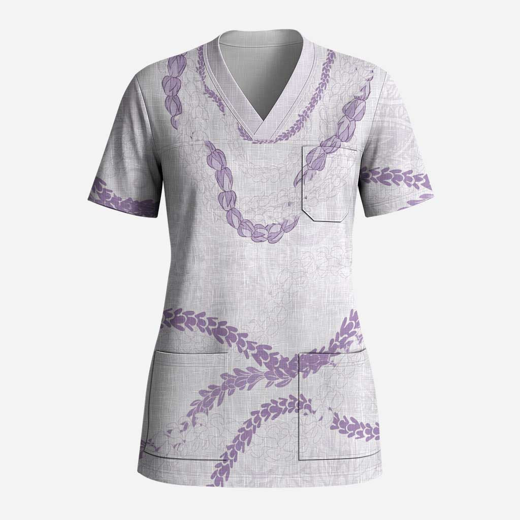 Aloha Lei Mikioi Scrub Top Purple Polynesian Tribal Tatau Pattern - Polynesian Pride