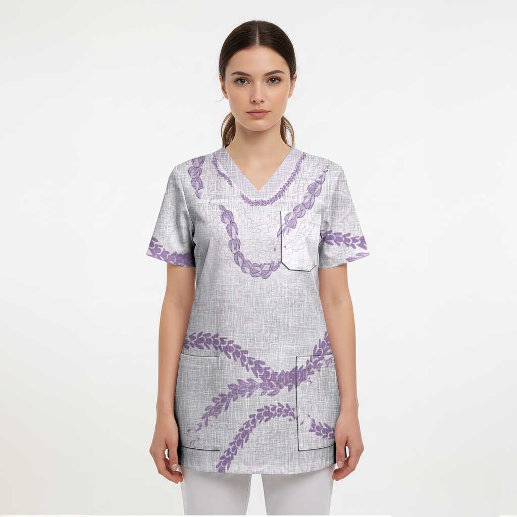 Aloha Lei Mikioi Scrub Top Purple Polynesian Tribal Tatau Pattern - Polynesian Pride