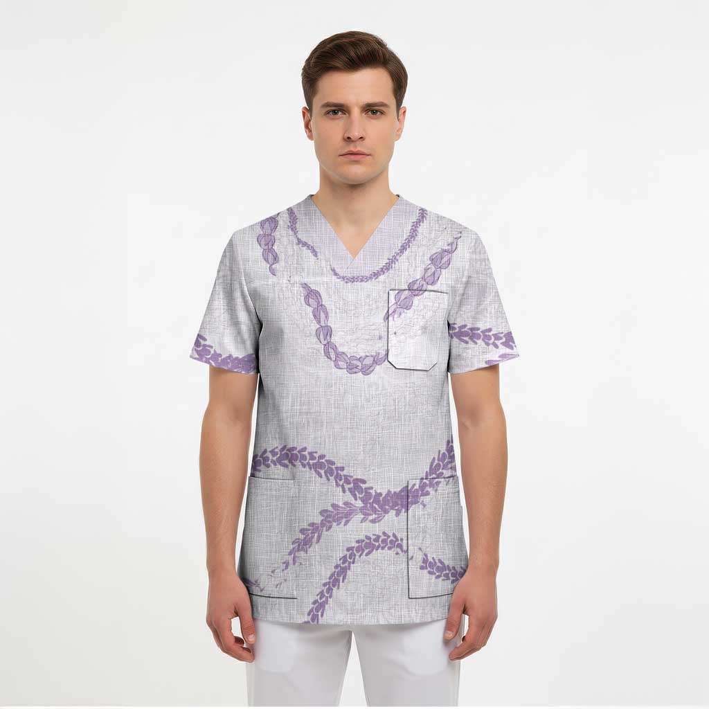 Aloha Lei Mikioi Scrub Top Purple Polynesian Tribal Tatau Pattern - Polynesian Pride