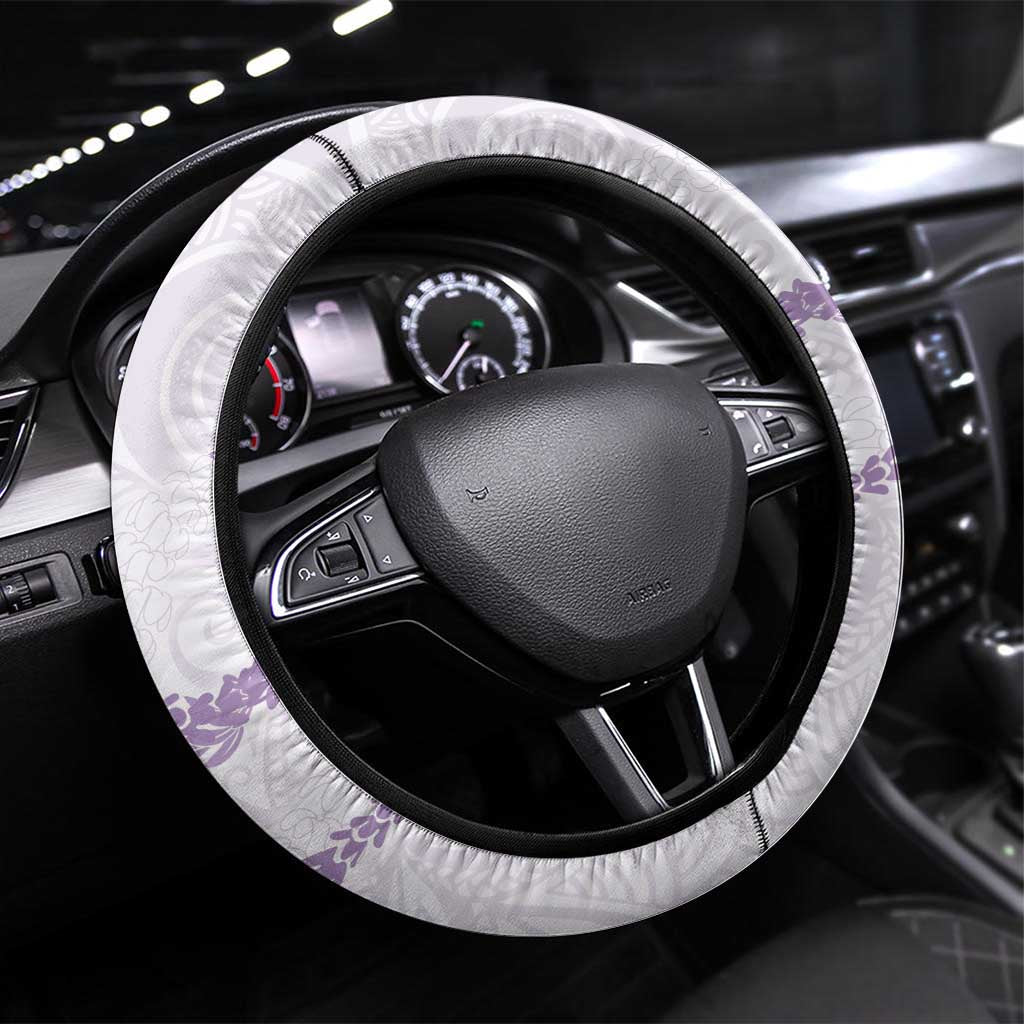 Aloha Lei Mikioi Steering Wheel Cover Purple Polynesian Tribal Tatau Pattern LT9 Universal Fit Purple - Polynesian Pride