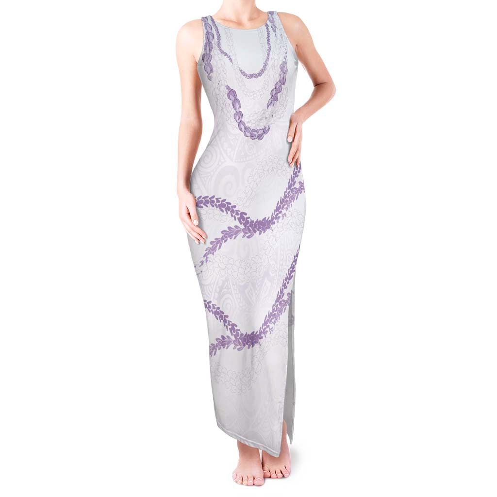 Aloha Lei Mikioi Tank Maxi Dress Purple Polynesian Tribal Tatau Pattern