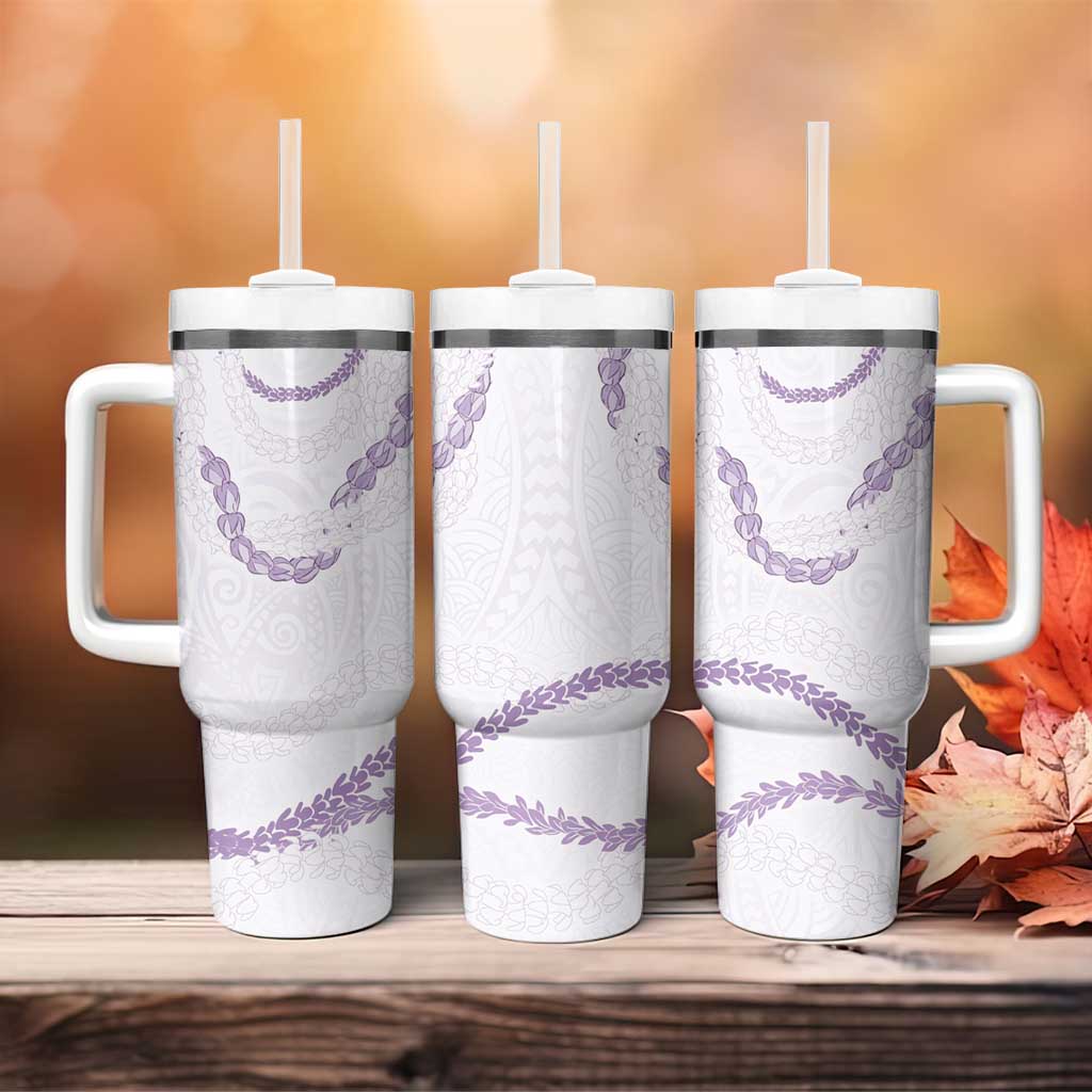 Aloha Lei Mikioi Tumbler With Handle Purple Polynesian Tribal Tatau Pattern