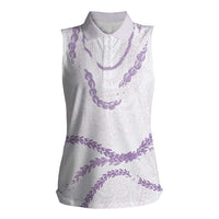 Aloha Lei Mikioi Women Sleeveless Polo Shirt Purple Polynesian Tribal Tatau Pattern