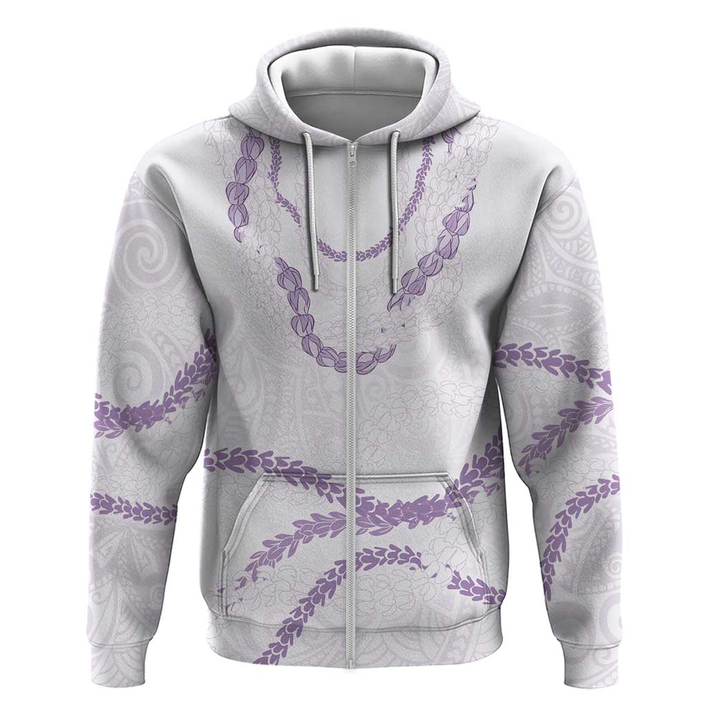 Aloha Lei Mikioi Zip Hoodie Purple Polynesian Tribal Tatau Pattern