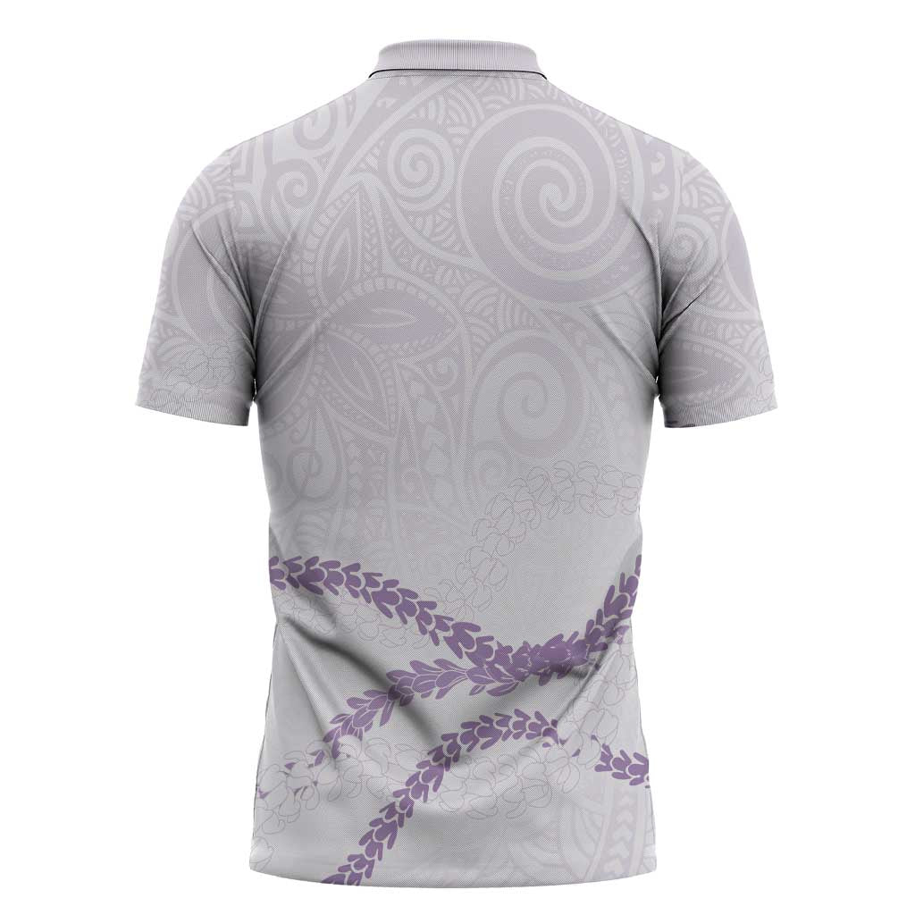 Aloha Lei Mikioi Zipper Polo Shirt Purple Polynesian Tribal Tatau Pattern LT9 - Polynesian Pride