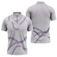 Aloha Lei Mikioi Zipper Polo Shirt Purple Polynesian Tribal Tatau Pattern LT9 - Polynesian Pride