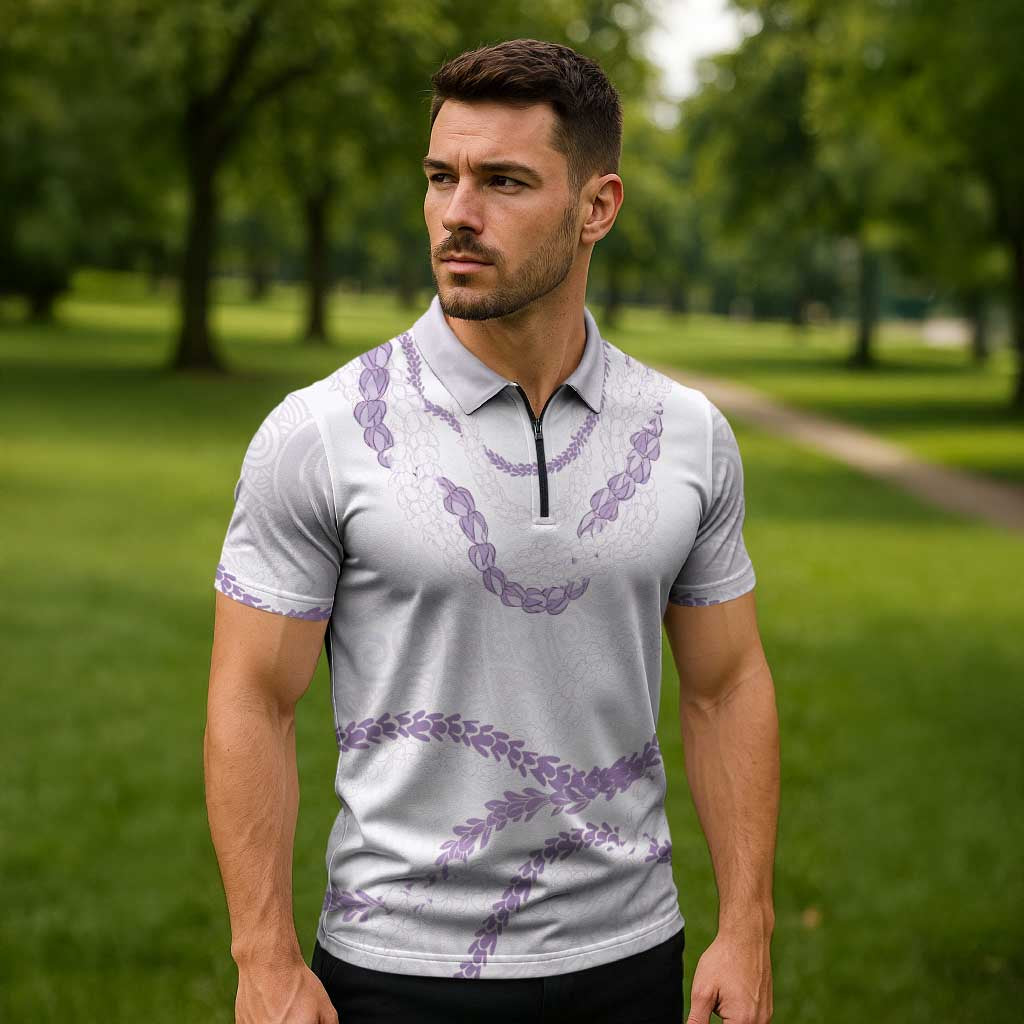 Aloha Lei Mikioi Zipper Polo Shirt Purple Polynesian Tribal Tatau Pattern LT9 - Polynesian Pride