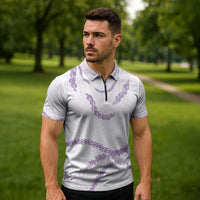 Aloha Lei Mikioi Zipper Polo Shirt Purple Polynesian Tribal Tatau Pattern LT9 - Polynesian Pride