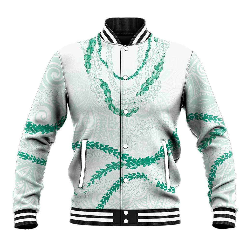 Aloha Lei Mikioi Baseball Jacket Sage Green Polynesian Tribal Tatau Pattern LT9 Unisex Green - Polynesian Pride