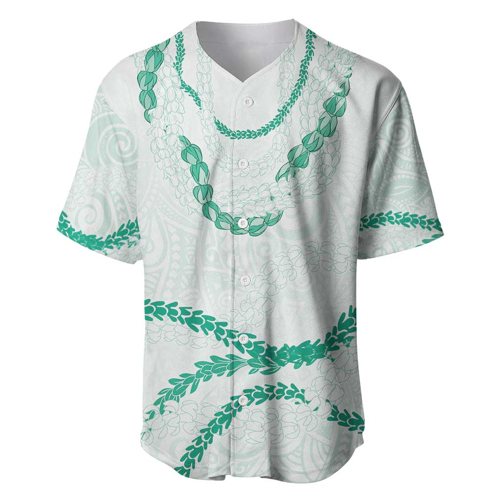 Aloha Lei Mikioi Baseball Jersey Sage Green Polynesian Tribal Tatau Pattern