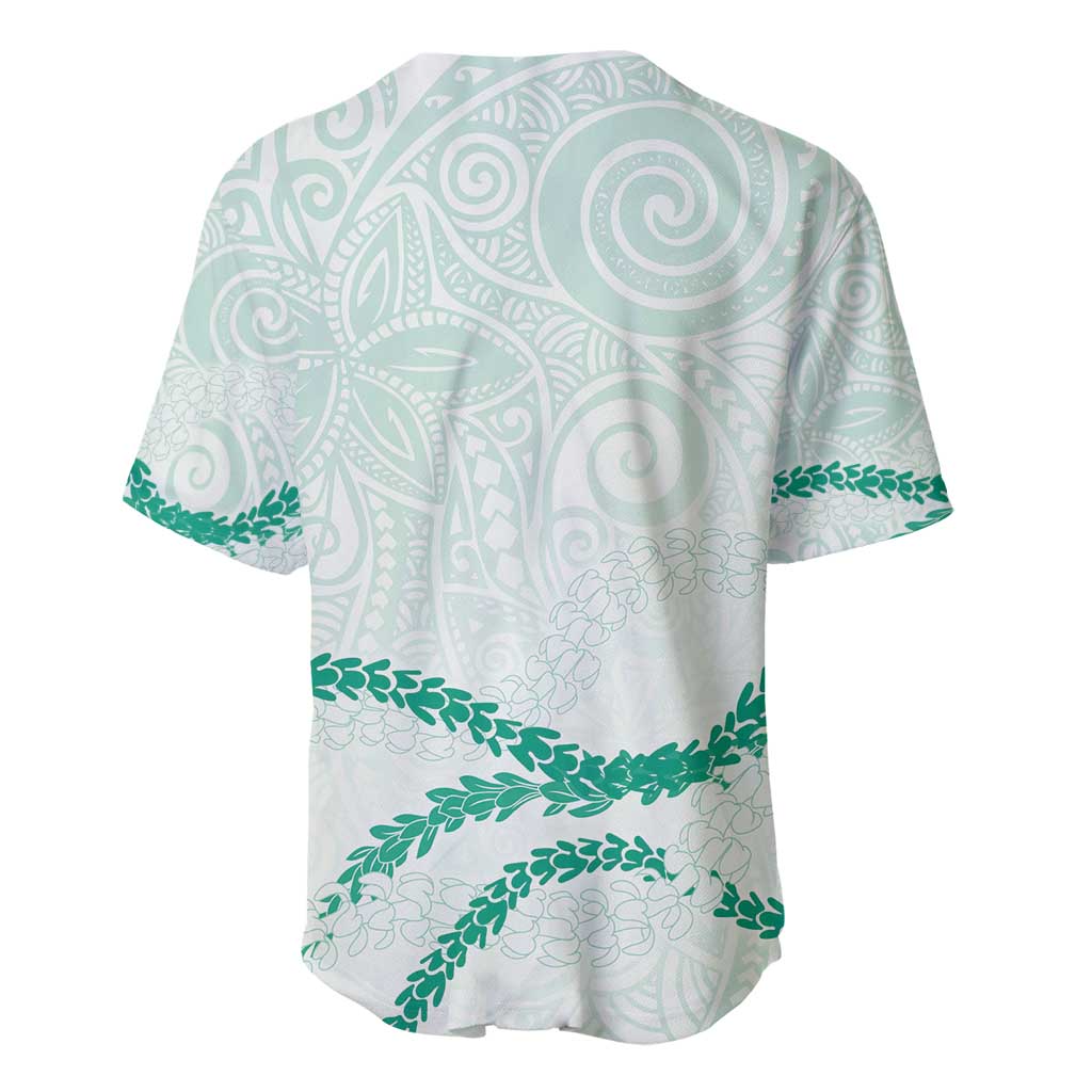 Aloha Lei Mikioi Baseball Jersey Sage Green Polynesian Tribal Tatau Pattern
