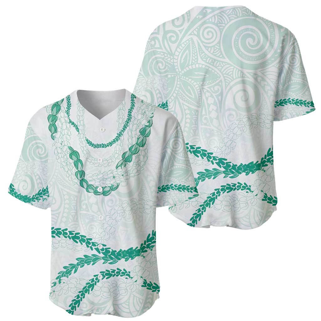 Aloha Lei Mikioi Baseball Jersey Sage Green Polynesian Tribal Tatau Pattern