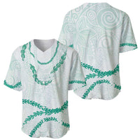 Aloha Lei Mikioi Baseball Jersey Sage Green Polynesian Tribal Tatau Pattern