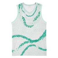 Aloha Lei Mikioi Basketball Jersey Sage Green Polynesian Tribal Tatau Pattern LT9 Unisex Green - Polynesian Pride