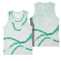 Aloha Lei Mikioi Basketball Jersey Sage Green Polynesian Tribal Tatau Pattern LT9 - Polynesian Pride