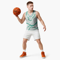 Aloha Lei Mikioi Basketball Jersey Sage Green Polynesian Tribal Tatau Pattern LT9 - Polynesian Pride