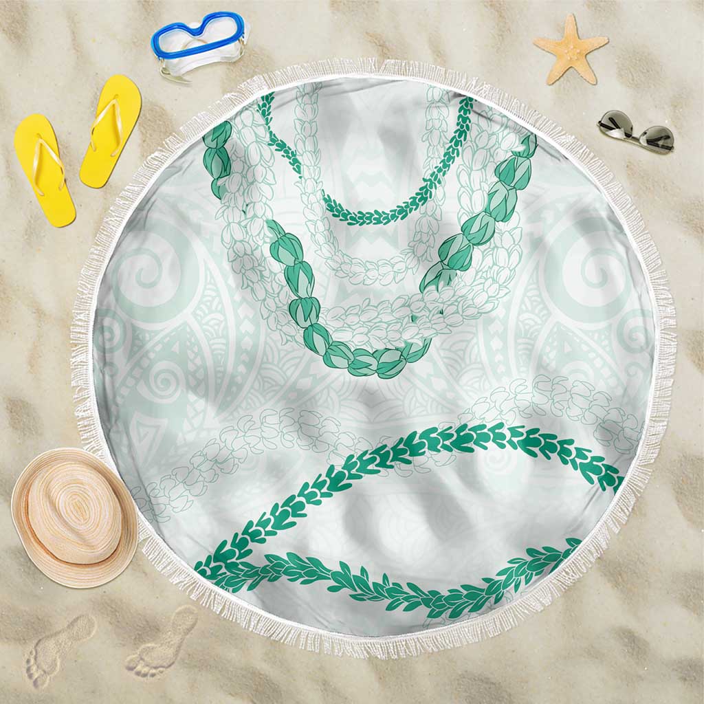 Aloha Lei Mikioi Beach Blanket Sage Green Polynesian Tribal Tatau Pattern LT9 One Size 150cm Green - Polynesian Pride