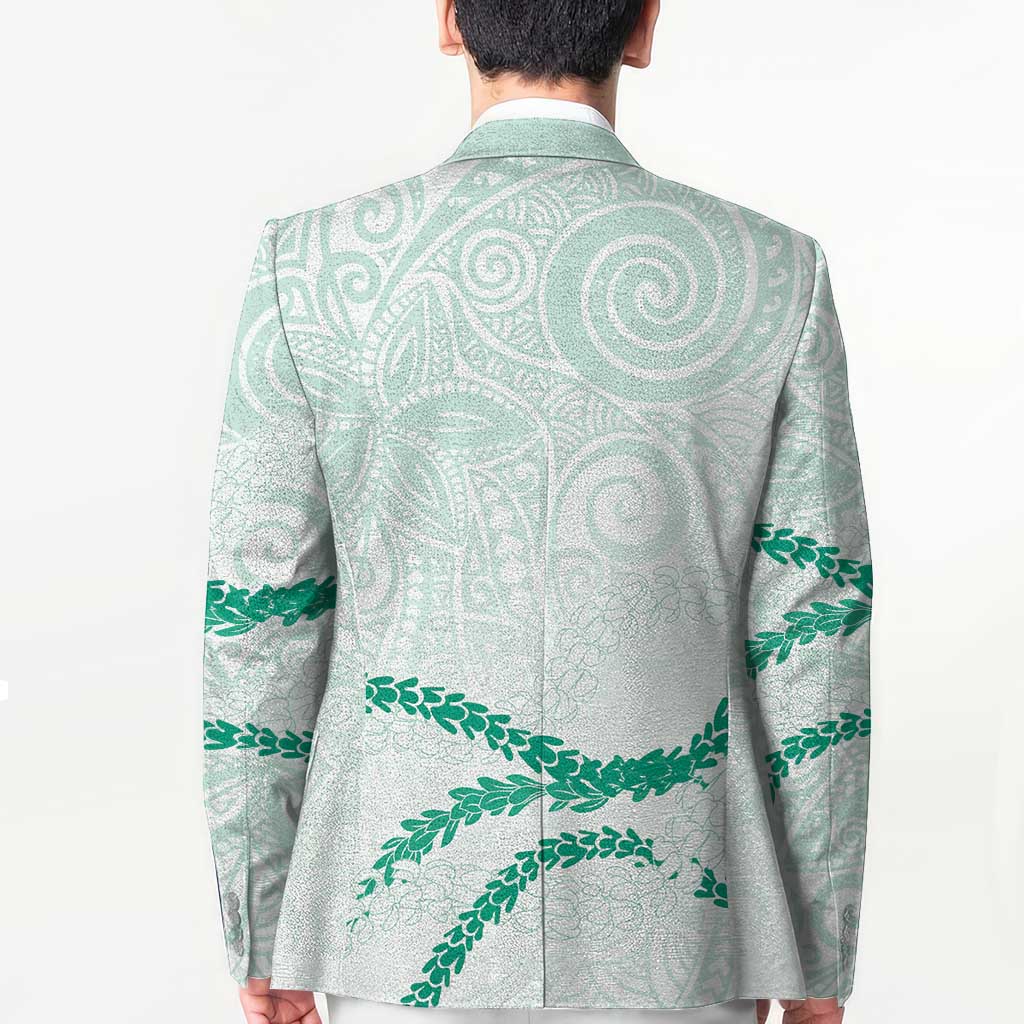 Aloha Lei Mikioi Blazer Sage Green Polynesian Tribal Tatau Pattern - Polynesian Pride