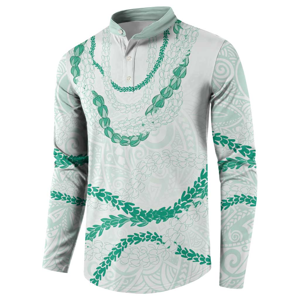 Aloha Lei Mikioi Button Sweatshirt Sage Green Polynesian Tribal Tatau Pattern LT9 - Polynesian Pride