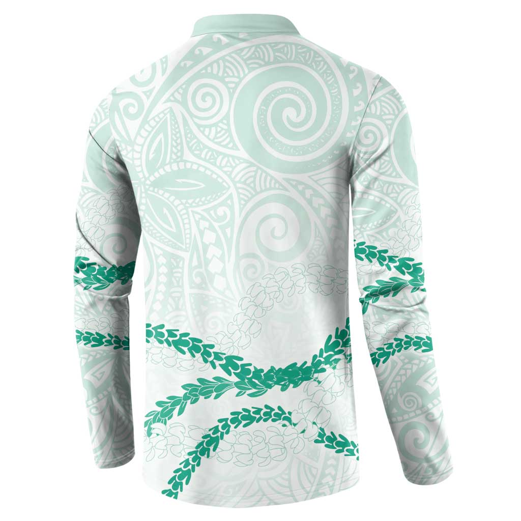 Aloha Lei Mikioi Button Sweatshirt Sage Green Polynesian Tribal Tatau Pattern LT9 - Polynesian Pride