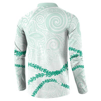 Aloha Lei Mikioi Button Sweatshirt Sage Green Polynesian Tribal Tatau Pattern LT9 - Polynesian Pride