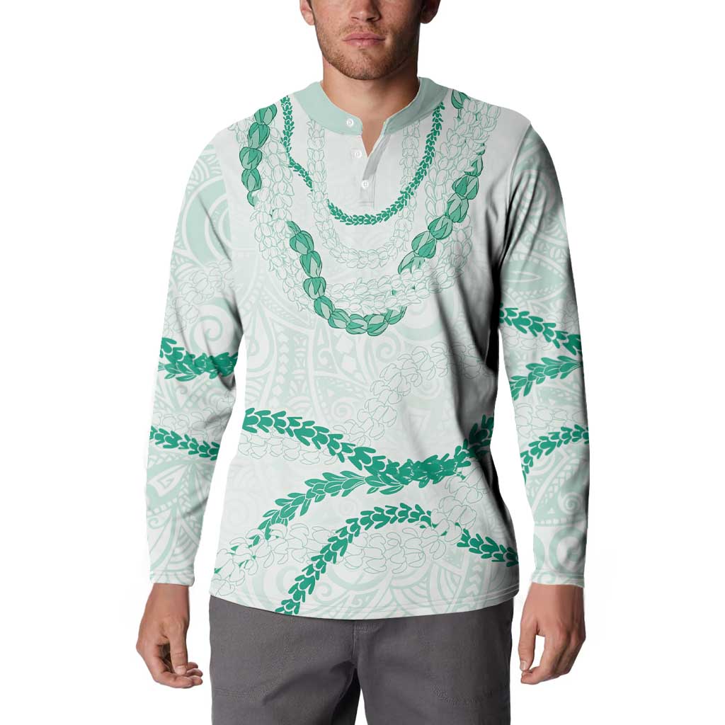Aloha Lei Mikioi Button Sweatshirt Sage Green Polynesian Tribal Tatau Pattern LT9 - Polynesian Pride