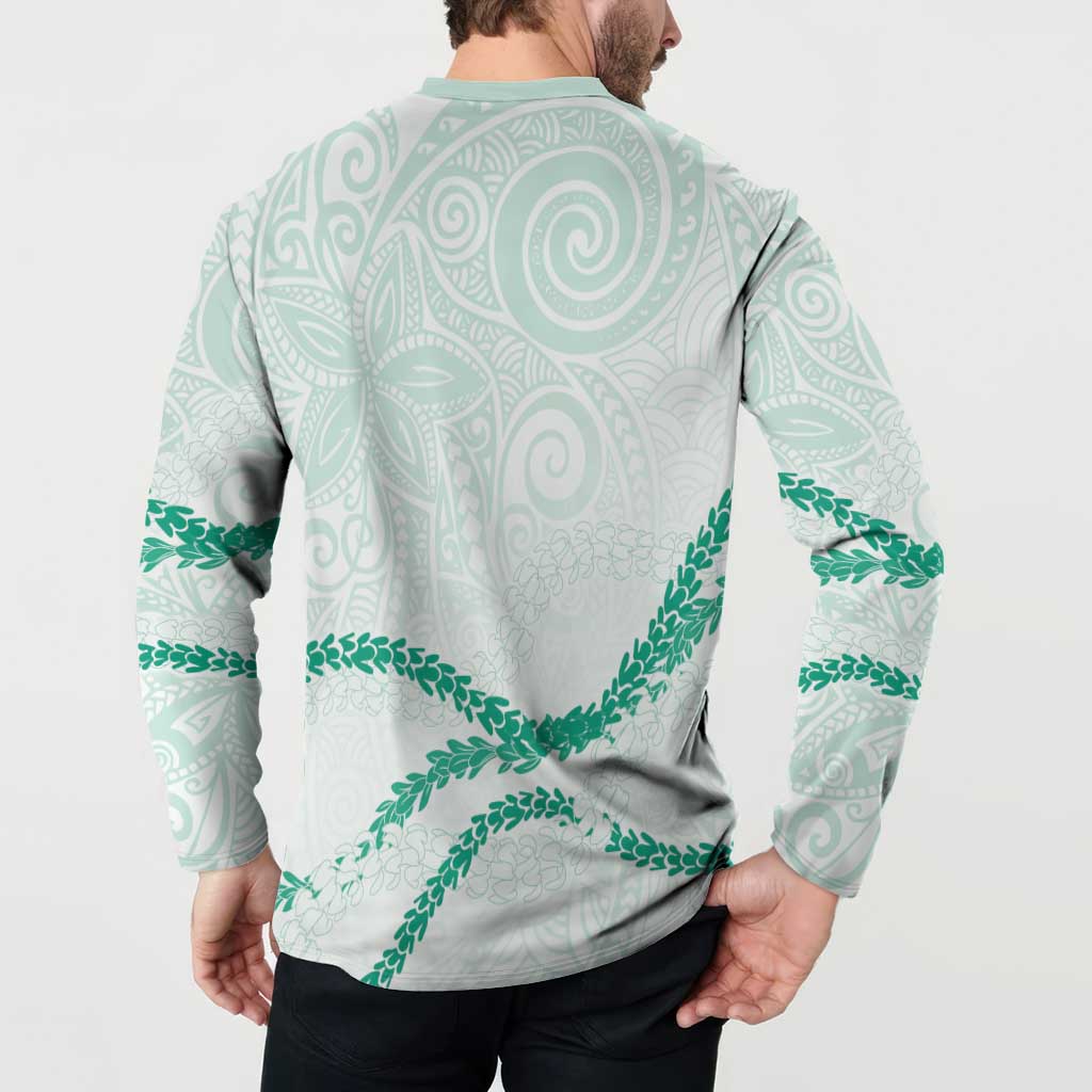 Aloha Lei Mikioi Button Sweatshirt Sage Green Polynesian Tribal Tatau Pattern LT9 - Polynesian Pride