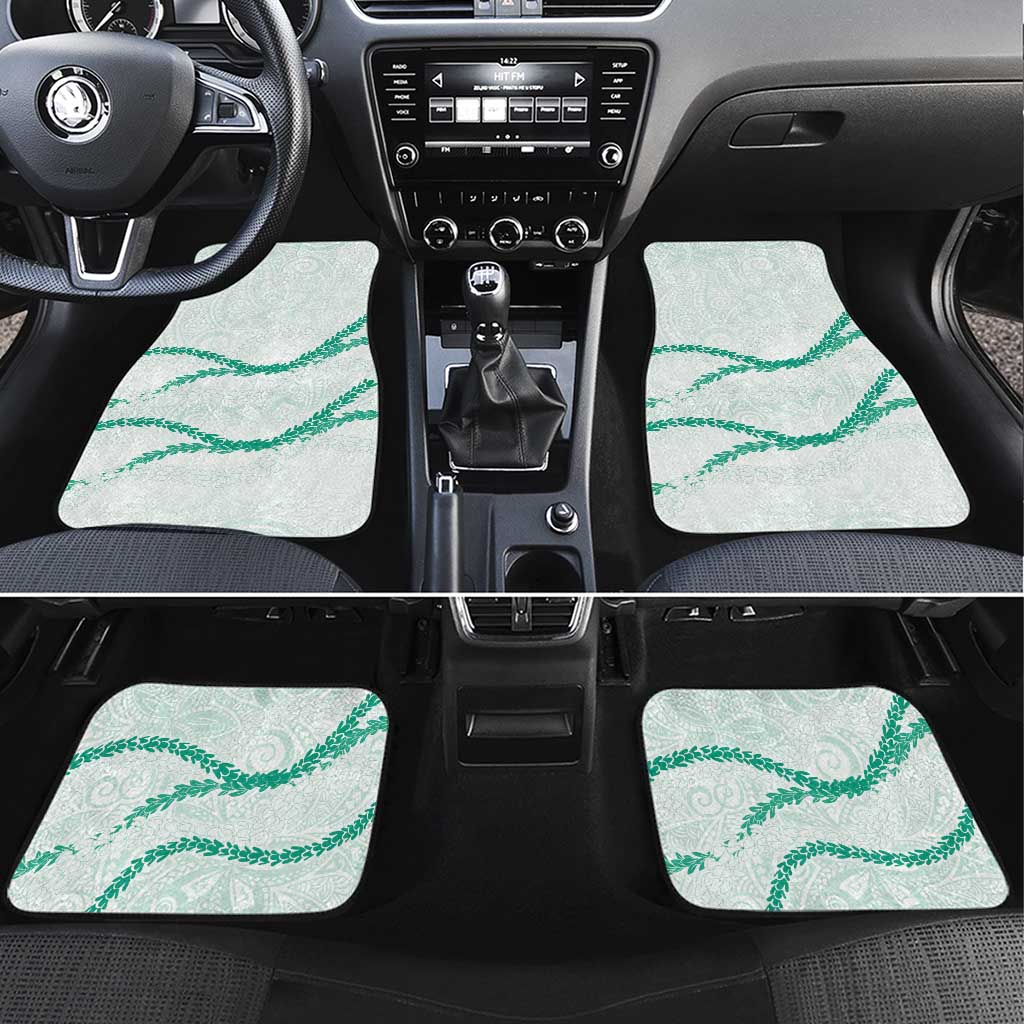 Aloha Lei Mikioi Car Mats Sage Green Polynesian Tribal Tatau Pattern LT9 Set 4pcs Green - Polynesian Pride