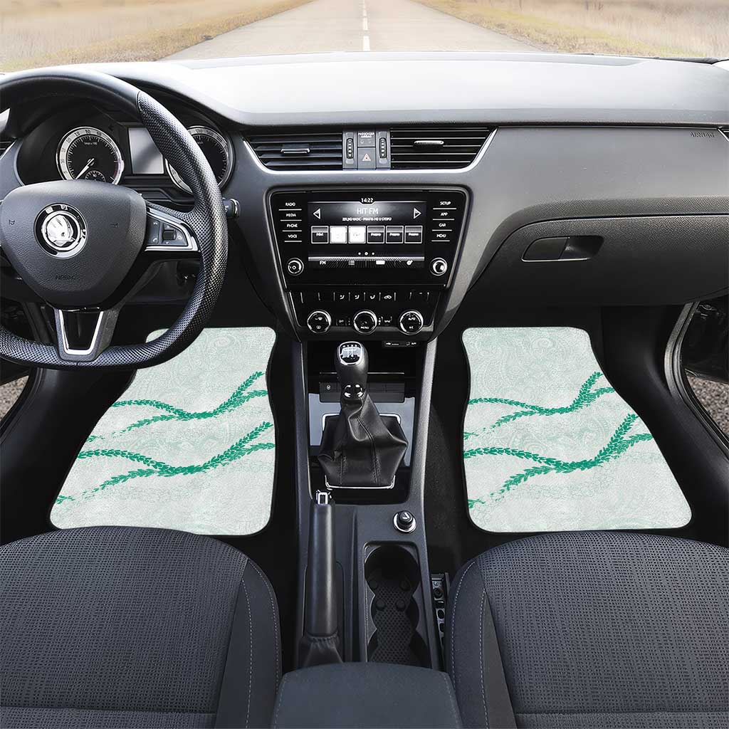 Aloha Lei Mikioi Car Mats Sage Green Polynesian Tribal Tatau Pattern LT9 Set 2pcs - Front Green - Polynesian Pride