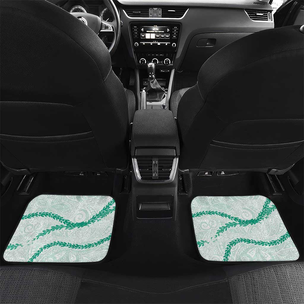 Aloha Lei Mikioi Car Mats Sage Green Polynesian Tribal Tatau Pattern LT9 Set 2pcs - Back Green - Polynesian Pride