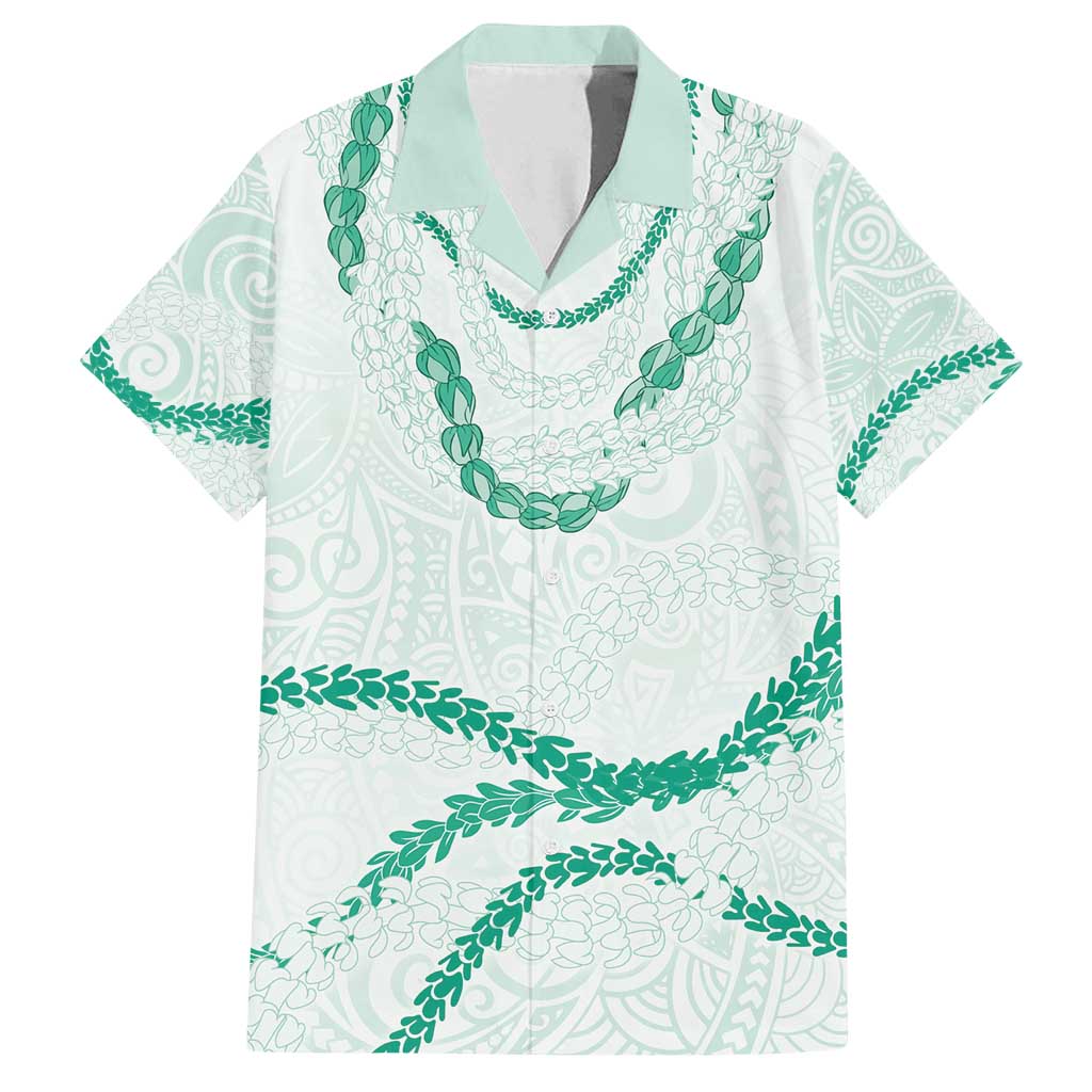 Aloha Lei Mikioi Family Matching Long Sleeve Bodycon Dress and Hawaiian Shirt Sage Green Polynesian Tribal Tatau Pattern
