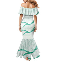 Aloha Lei Mikioi Family Matching Mermaid Dress and Hawaiian Shirt Sage Green Polynesian Tribal Tatau Pattern