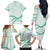 Aloha Lei Mikioi Family Matching Off The Shoulder Long Sleeve Dress and Hawaiian Shirt Sage Green Polynesian Tribal Tatau Pattern
