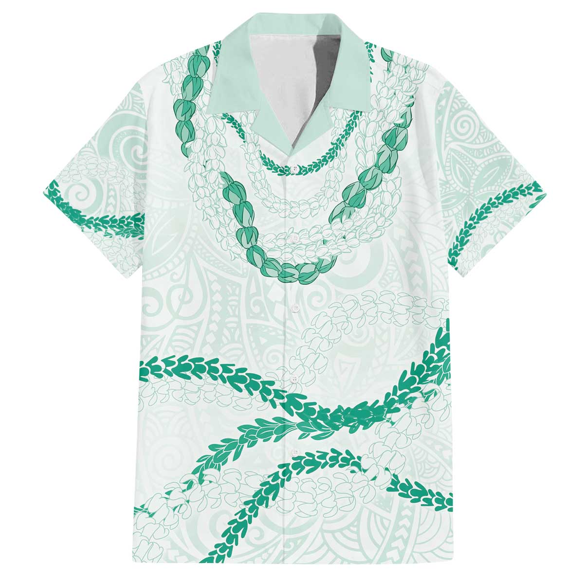 Aloha Lei Mikioi Family Matching Off The Shoulder Long Sleeve Dress and Hawaiian Shirt Sage Green Polynesian Tribal Tatau Pattern