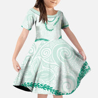 Aloha Lei Mikioi Family Matching Tank Maxi Dress and Hawaiian Shirt Sage Green Polynesian Tribal Tatau Pattern
