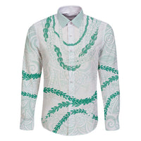 Aloha Lei Mikioi Family Matching Tank Maxi Dress and Hawaiian Shirt Sage Green Polynesian Tribal Tatau Pattern