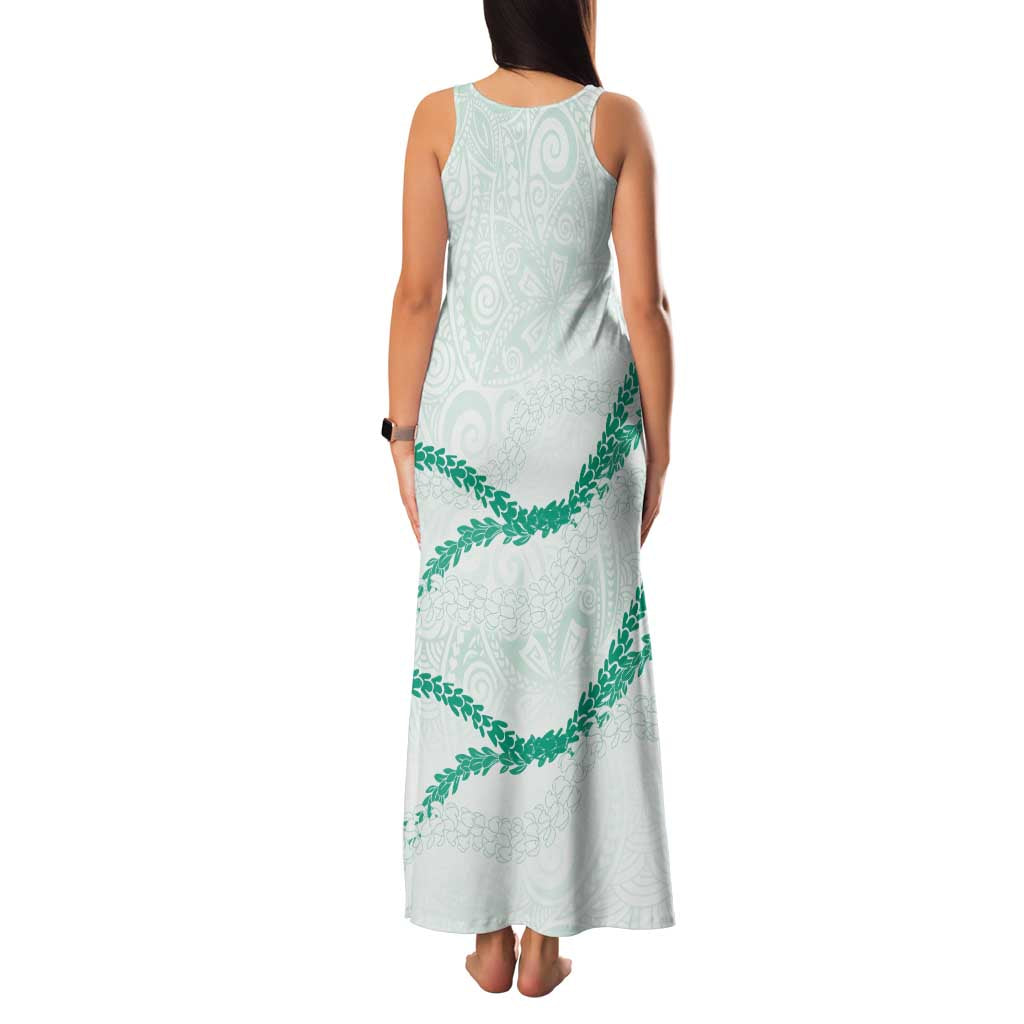 Aloha Lei Mikioi Family Matching Tank Maxi Dress and Hawaiian Shirt Sage Green Polynesian Tribal Tatau Pattern