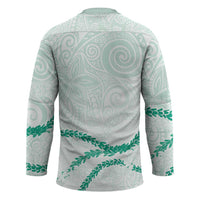 Aloha Lei Mikioi Hockey Jersey Sage Green Polynesian Tribal Tatau Pattern - Polynesian Pride