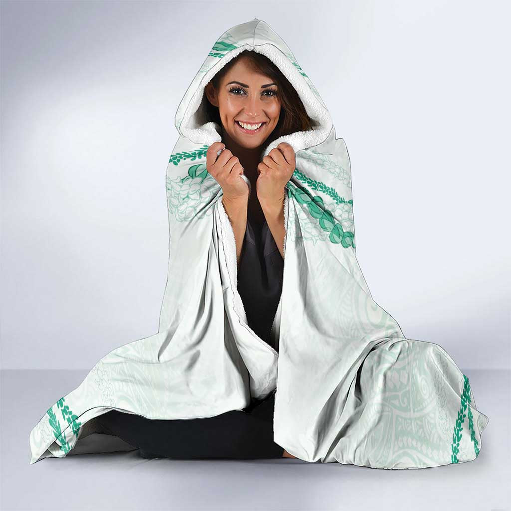 Aloha Lei Mikioi Hooded Blanket Sage Green Polynesian Tribal Tatau Pattern LT9 - Polynesian Pride