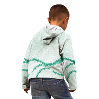 Aloha Lei Mikioi Kid Hoodie Sage Green Polynesian Tribal Tatau Pattern