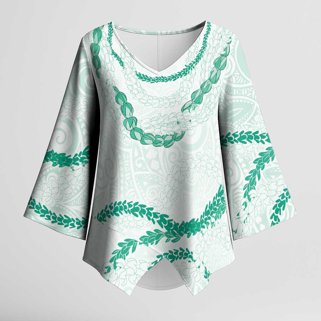 Aloha Lei Mikioi Kimono Sleeve Blouse Sage Green Polynesian Tribal Tatau Pattern LT9 Female Green - Polynesian Pride