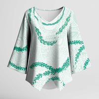 Aloha Lei Mikioi Kimono Sleeve Blouse Sage Green Polynesian Tribal Tatau Pattern LT9 Female Green - Polynesian Pride