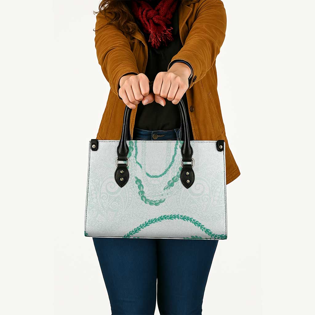 Aloha Lei Mikioi Leather Bag Sage Green Polynesian Tribal Tatau Pattern - Polynesian Pride