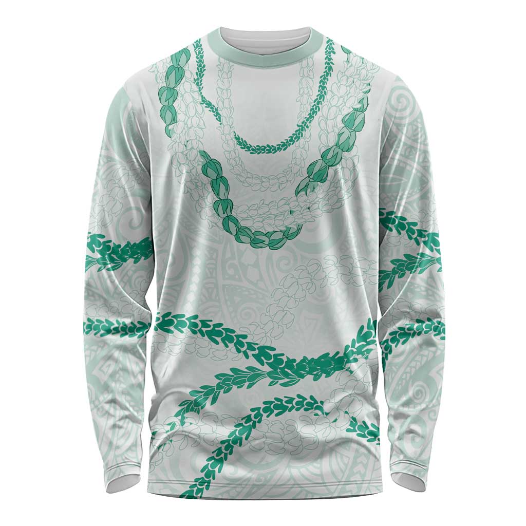 Aloha Lei Mikioi Long Sleeve Shirt Sage Green Polynesian Tribal Tatau Pattern LT9 Unisex Green - Polynesian Pride