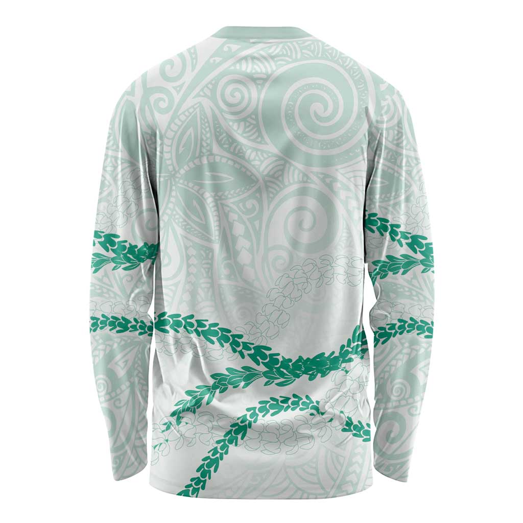 Aloha Lei Mikioi Long Sleeve Shirt Sage Green Polynesian Tribal Tatau Pattern LT9 - Polynesian Pride