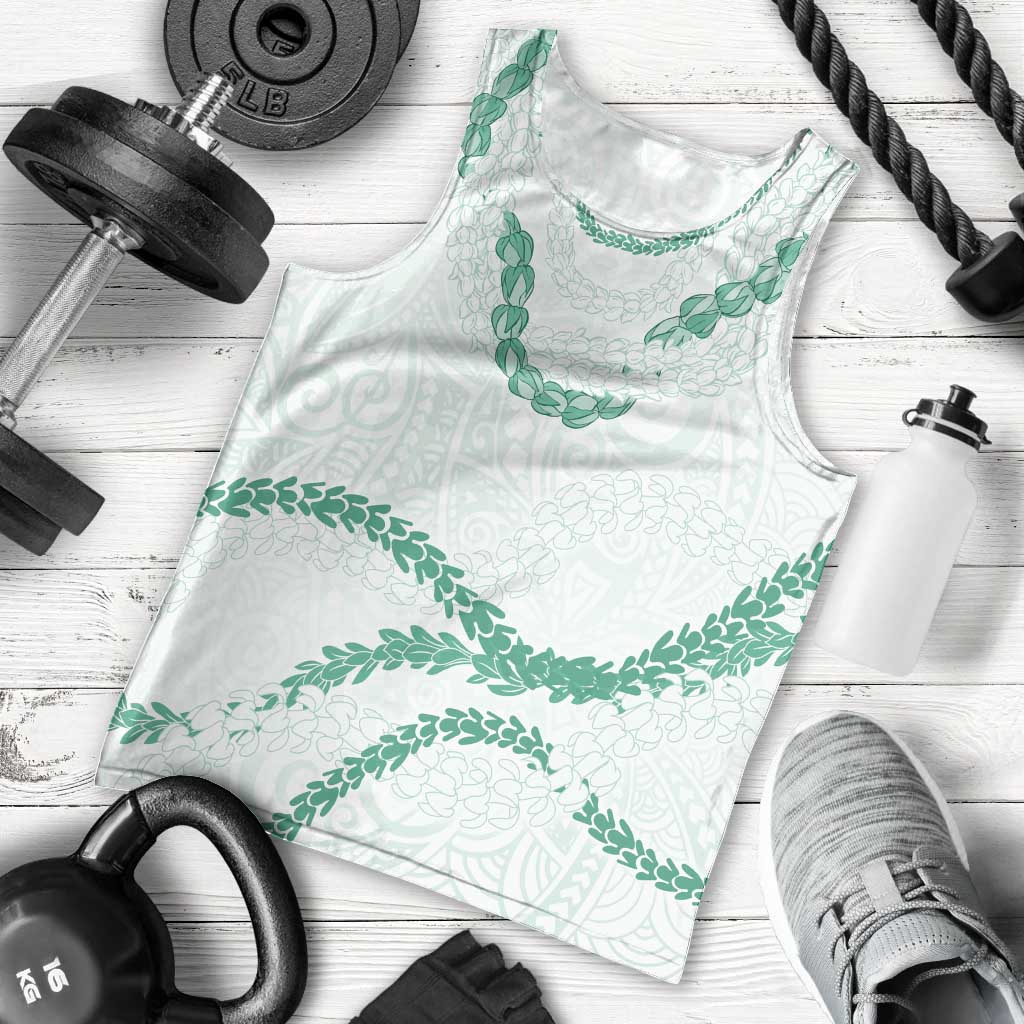 Aloha Lei Mikioi Men Tank Top Sage Green Polynesian Tribal Tatau Pattern LT9 - Polynesian Pride