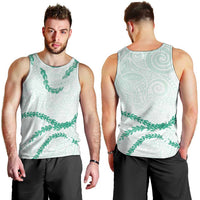 Aloha Lei Mikioi Men Tank Top Sage Green Polynesian Tribal Tatau Pattern LT9 - Polynesian Pride