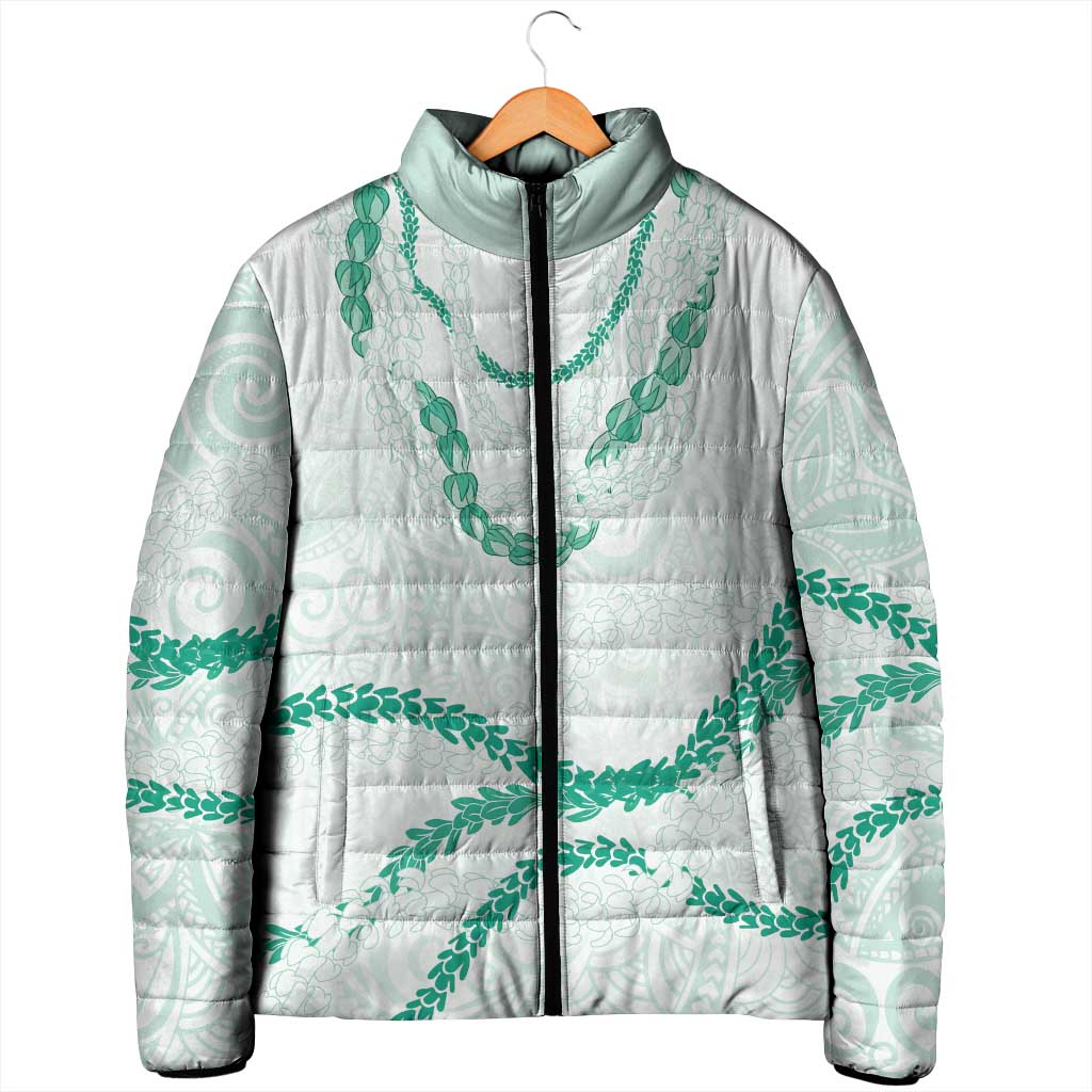 Aloha Lei Mikioi Padded Jacket Sage Green Polynesian Tribal Tatau Pattern LT9 - Polynesian Pride