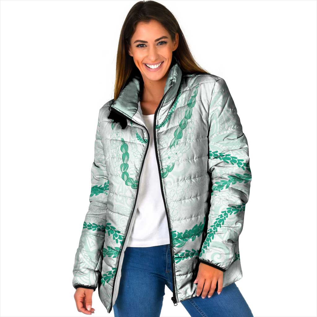 Aloha Lei Mikioi Padded Jacket Sage Green Polynesian Tribal Tatau Pattern LT9 Women Green - Polynesian Pride