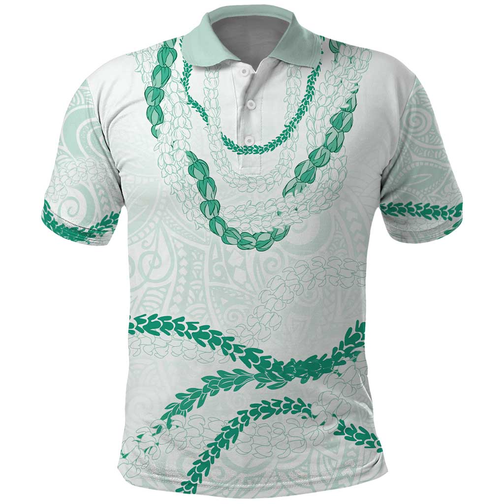 Aloha Lei Mikioi Polo Shirt Sage Green Polynesian Tribal Tatau Pattern